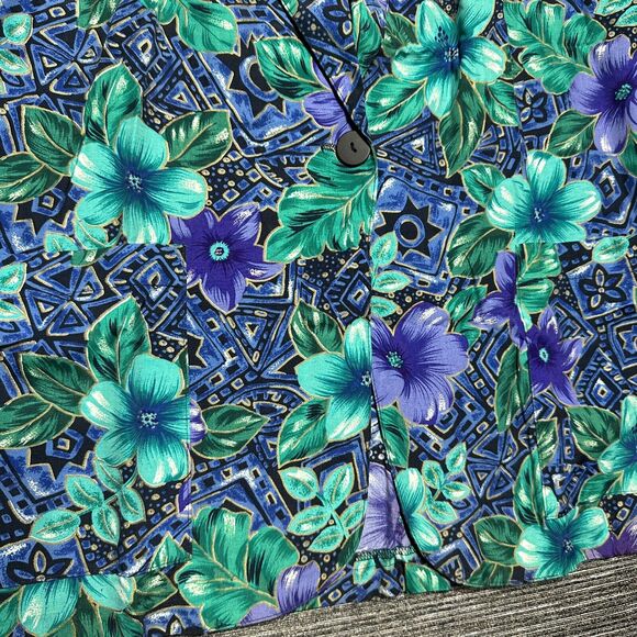 Ship N Shore Vintage Blazer Women's L Blue Green Single Button Made in USA - Picture 4 of 13